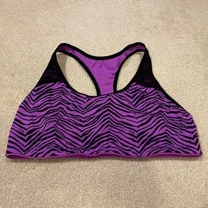 PINK Purple Zebra Sports Bra with Black Lace
